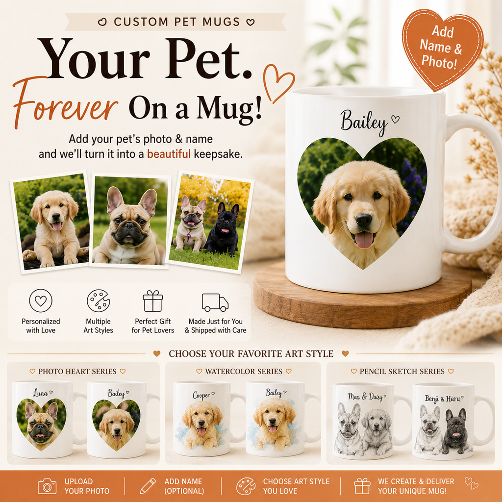 Custom Photo Mug 11oz | Personalized Coffee Mug with Your Photo & Name