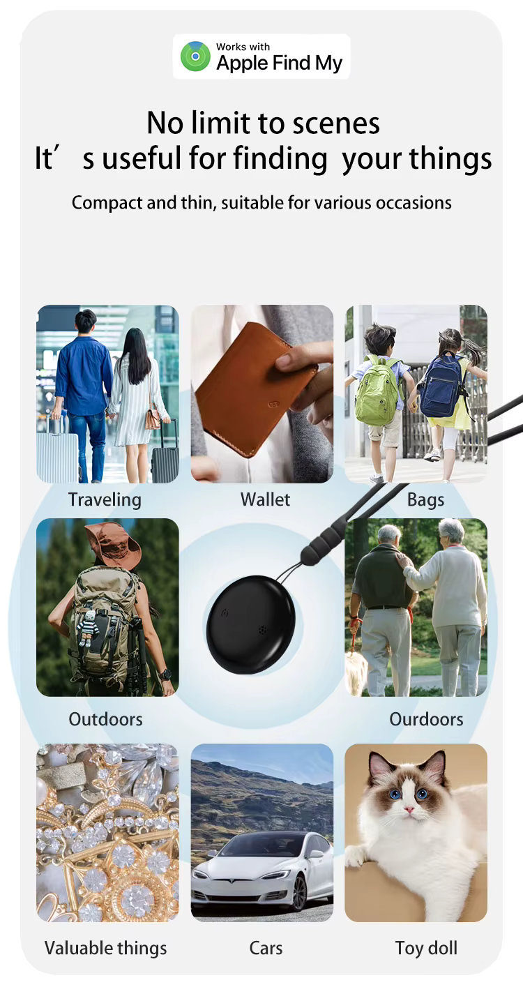 2-Pack Apple Find My Tracker Tag – Bluetooth Luggage Tracker & Key Finder for iPhone, Bags, Wallets, Pets & Travel