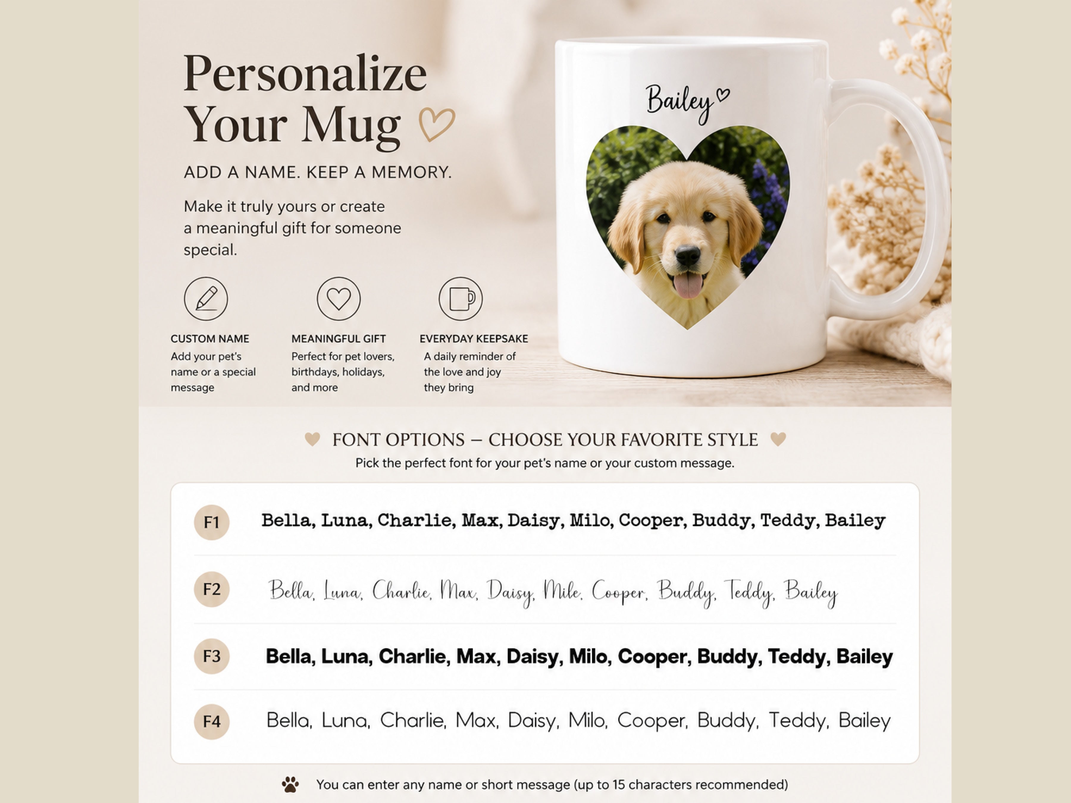 Custom Photo Mug 11oz | Personalized Coffee Mug with Your Photo & Name